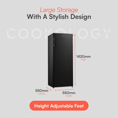 Cookology CTFZ160BK Tall Freestanding Freezer - Upright Freezer with 160 Litre Capacity - 142Cm High and 55Cm Wide - 5 Large Compartments - Reversible Door - Black