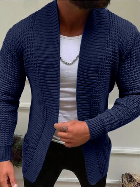 Men'S Casual Long-Sleeved Knitted Cardigan with Pockets in Autumn And Winter New Solid Color Style