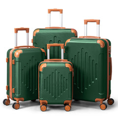 4/5pcs Hard Shell Luggage Set, Expandable & Lightweight Hardside Suitcase With 360° Spinner Wheels (12, 16, 20, 24, 28 Inch) - Stylish White Paired With Brown Luggage