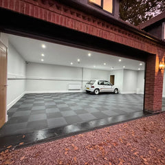 Klikflor RX500 7Mm Recycled Garage Floor Bundle (495 X 495 X 7Mm) - 108 Tiles & 9 Ramps in Black & Graphite - 27M²