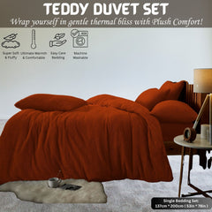 Teddy Bear Fleece Duvet Cover Set | Single Double King Size Bedding | Super Soft Plush Quilt Cover with Pillowcases | Warm Cosy Thermal Fluffy Set for Cold Nights | Easy Care & Durable Comfort | Luxury Teddy Fleece Bed Cover for Bedroom Warmth & Style | F