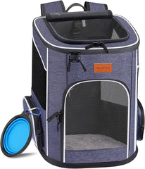 Morpilot® Cat Carrier Backpack, Foldable Pet Backpack Carrier for Cats and Small Dogs, Breathable Dog Carrier Backpack with Inner Safety Leash + Folding Dog Bowl Ideal for Hiking Traveling Outdoor Use