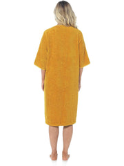 KAV Super Soft 100% Cotton Robe Womens Dresses - Towelling Shower Wrap Gown - Ladies Adjustable Towel Bathrobe for Housecoat, Nightwear, Lounge, Spa Bath with Zipper and Pocket