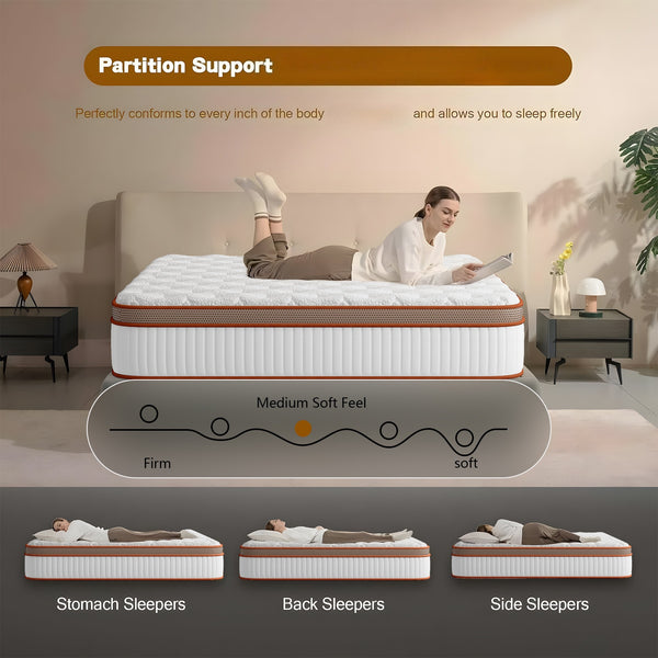 Double Mattress 135x190x28cm with 2000+ Pocket Springs & Memory Foam Hybrid, 7-Zone Orthopedic Support, 2cm Cooling Gel Layer, Reinforced Guard (H3) – Perfect for Christmas, Halloween, Valentine's Day Gifts – 200-Night Trial – Christmas Gift Pocket Spring