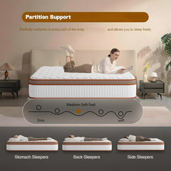 Double Mattress 135x190x28cm with 2000+ Pocket Springs & Memory Foam Hybrid, 7-Zone Orthopedic Support, 2cm Cooling Gel Layer, Reinforced Guard (H3) – Perfect for Christmas, Halloween, Valentine's Day Gifts – 200-Night Trial – Christmas Gift Pocket Spring