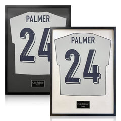 Cole Palmer Signed Framed England Football Shirt in 2 Options: White or Black Mount