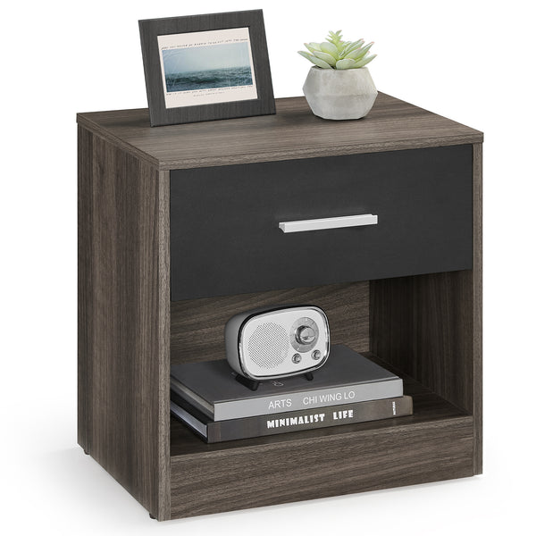 Bedside Table, Side Table with Drawer, Handle, Open Compartment,Easy Assembly, Perfect for Living Room or Bedroom
