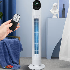 86.36cm Tower Fan, Electric Standing Floor Fan for Cooling with Remote Control, 7.5 Hour Timer LED Display, 65-75 Oscillation, 3 Modes, 3 Speeds, for Home, Office, Living Room, Bedroom, White
