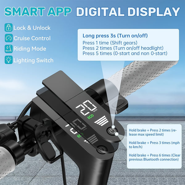 Adult Electric Scooters, T4 Adult Electric Scooter, 8.5-inch Solid Tires, 30-kilometer Range, 3 Speed Modes, Foldable Electric Scooter with APP, for Adult