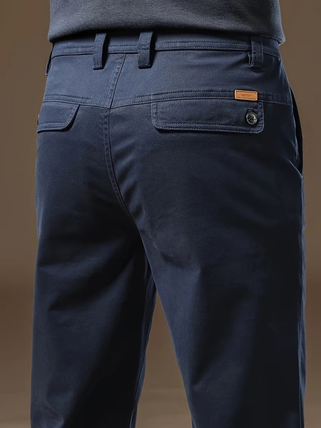 Men's Bedford Classic Fit Stretch Khaki Dress Pants, Casual Trousers, Suitable for Business Occasions, Daily Wear, and Outings in Spring and Autumn