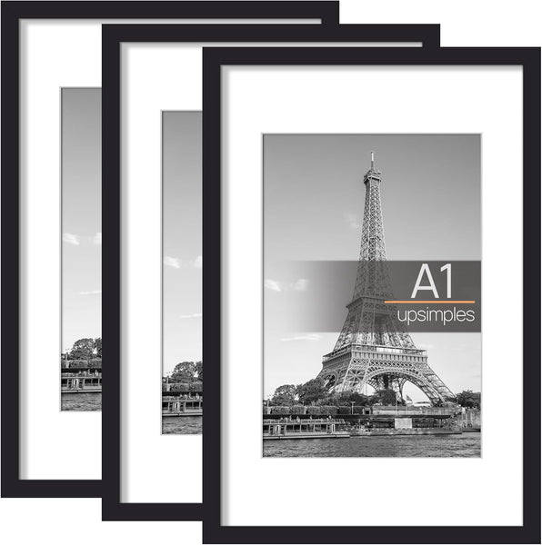 3 Pack A4 Picture Frame, A4 Black Picture Frames 21 X 29,7 Cm, Frame Wall Hanging Landscape or Portrait Orientation