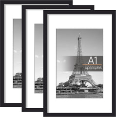 3 Pack A4 Picture Frame, A4 Black Picture Frames 21 X 29,7 Cm, Frame Wall Hanging Landscape or Portrait Orientation
