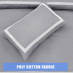 My Home Store Polycotton Bratta Duvet Cover Set - Our 3pc Soft stitch Embroidered button closure Quilt cover with matching Embroidered envelop closure Pillowcases | Breathable & Lightweight Duvet cover set