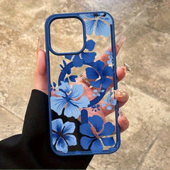 Phone Case - A Fashionable Magnetic Phone Case Adorned with Blue Floral Patterns, Compatible with for Iphone 17 Pro Max/Pro/Air, 16 Plus, 15, 14 Pro Max, 13, 12, 11, And Galaxy. A Perfect Gift for Friends, Boys, Girls, Or Family