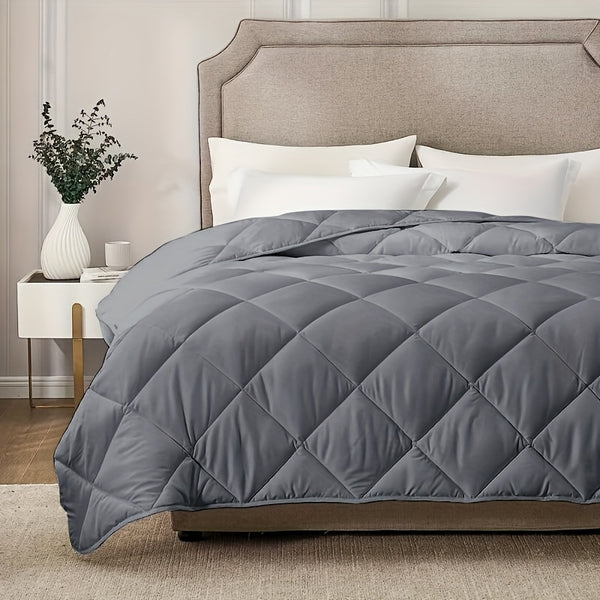 Tog 2.5 | 7.5 | 13.5 Grey All-Seasons Diamond Quilted Duvet Quilt Comforter | All-Seasons Breathable Lightweight Warm Bedding Comforte for Home Hotel