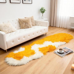 Fluffy Faux Sheepskin Rug 60 x 180 cm, Soft Shaggy Runner Rug for Bedroom and Living Room, Washable Non Slip Faux Fur Carpet