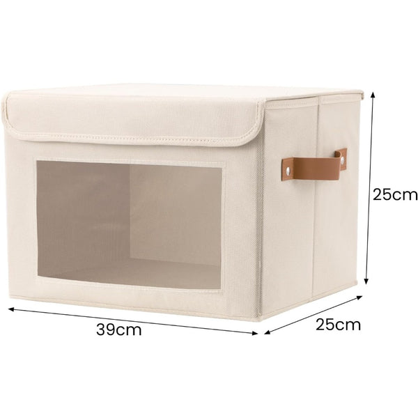 5 Packs Foldable Storage Bins with Lids 39*25*25cm Cube Organizer Baskets with Clear View Window & Handles, Fabric Storage Cubes for Closet, Shelf & Home Organization
