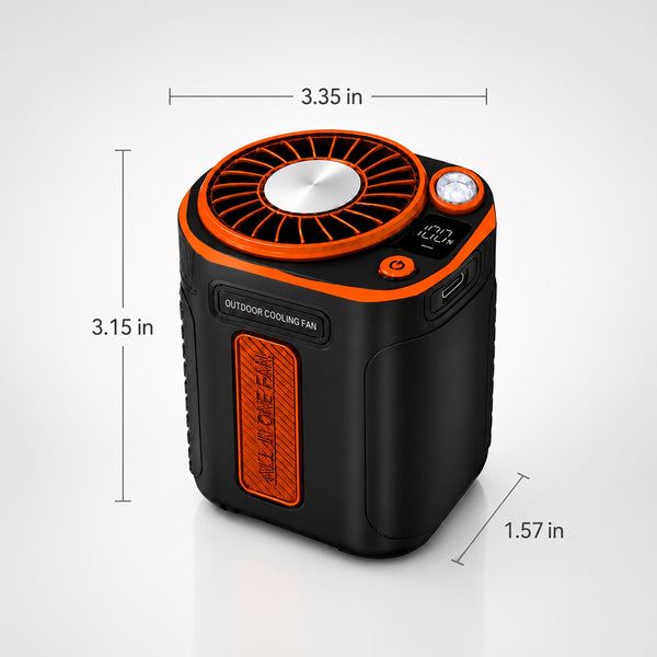 Portable Multi-functional Fan, Rapid Cooling 181.44g Ultra-lightweight Design, 18000 RPM High-speed Motor, 5000mAh Long-lasting Battery, Fast Charge Shock Dust Resistant, Flashlight, for Travel, Gym, Party, Working In High-temperature Environments