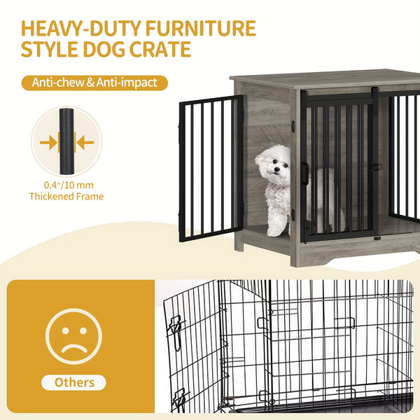 Hzuaneri 69cm Dog Crate, Furniture, Dog Kennel, 2 Doors, Modern Dog House, Suitable for Small and Medium Dogs, Side Table, Family Doghouse, 49 X 69 X 64.5cm, Rustic Brown