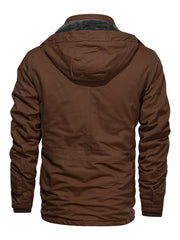 A Durable And Warm Medium to Long Men'S Winter Jacket, Suitable for Casual Work, Featuring Multiple Pockets, a Zipper, And a Hood for Outdoor Wind
