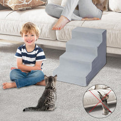 Anti-Slip Dog Steps with Removable Washable Cover for Smaller Elder Pets Sturdy Steps for Dogs