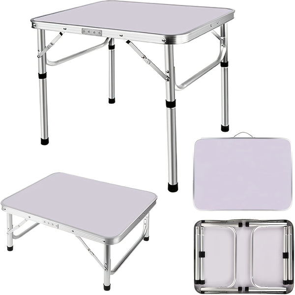 Side Table Small Foldable TV Tray with 2 Height Adjustable, Foldable Coffee Table, Lightweight Aluminum Outdoor and Indoor Snack Sofa Table, Easy to Install, 60.96cm x 45.72cm 2-Height 30.48/60.96cm Adjustable, DAYPLUS