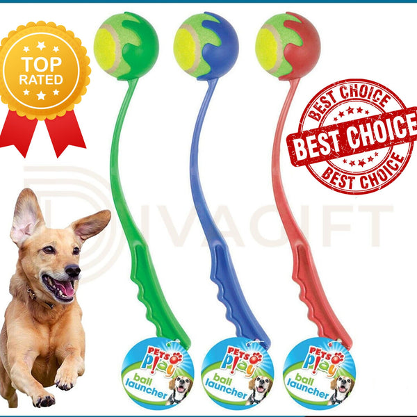Pets Play Ball Launcher 38cm Dog Toy Thrower with Ball Any Colour