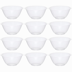 Set of 12 Clear 20cm Plastic Mixing Bowls – 2.3L BPA-Free Food-Safe Nesting Bowls for Kitchen Prep, Baking & Serving – Microwave & Dishwasher Safe Lightweight Bowls