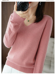 2026 New Women'S V-Neck Sweater Soft Warm Long Sleeve Pullover
