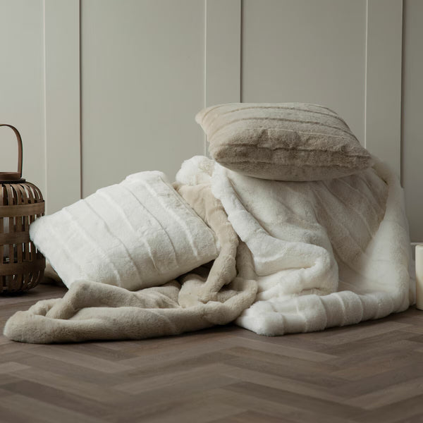 Belledorm Alaska Faux Fur Cushion in Taupe, 50 X 50 Cm