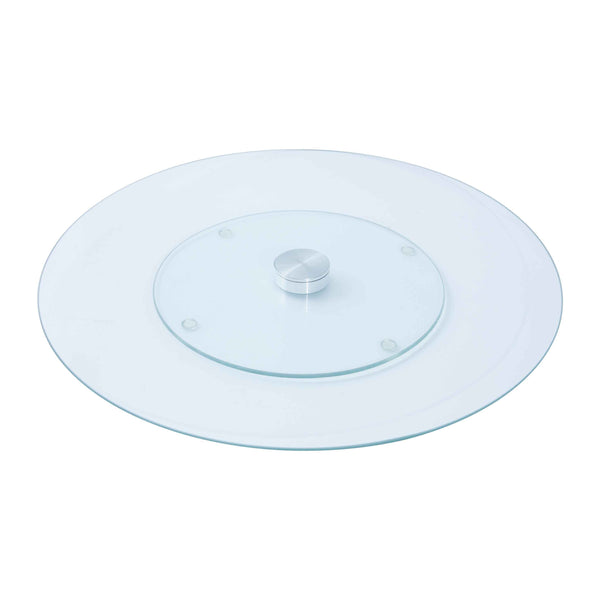 35cm Glass Lazy Susan Turntable with Rotating Design, Non-Slip Base, Round Rotating Serving Tray for Dining Table, Parties, Centerpiece Display, Kitchen Organizer