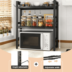 3-Layer Metal Microwave Rack, Adjustable, Expandable, Stretchable Kitchen Rack, Sturdy, Stainless Steel, Easy to Clean, Used for Storing Microwave Ovens And Ovens, Kitchen Countertop Rack, Universal