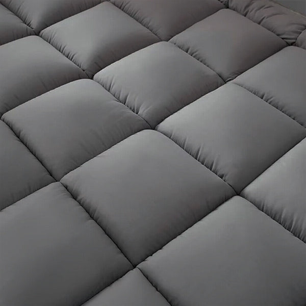 10cm Hotel Quality Mattress Topper | Super Soft with 1200GSM Hollowfiber Filling | Elasticized Corner Straps | Single, Small Double (4ft), Double, King, Super King Size, Grey