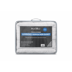 Luxury Washed Microfibre Seersucker Comforter Duvet Quilt – Soft & Lightweight All Season Bedding – White & Grey – Single, Double & King Size