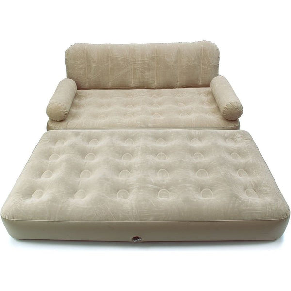Inflatable Sofa Bed 2-in-1 Flocked Air Mattress Chair Guest Camping Lounge Home
