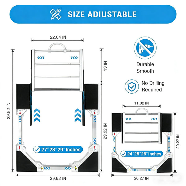 Universal Stacking Kit for Washer and Dryer, Adjustable Stacking Shelf Kit with Sliding Shelf for 51-76 cm Washer Dryer Intermediate Frame Stacking Bracket Kit with Ratchet Ropes