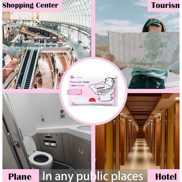 10/50/100pcs Disposable Toilet Seat Covers Flushable Pocket Size Portable Portable Disposable Toilet Seat Protectors with Pocket Pack Design, Hygienic Toilet Pad for Travel, Hotels, Camping, airplanes, Public Restrooms - Compatible with Most Toilets, Camp