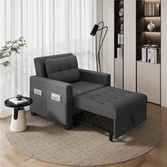 Costoffs 3-in-1 Convertible Sleeper Chair Bed, Tufted Futon Sofa Chair with Adjustable Backrest & Back Pillow, Multi-Function Sleep Chair Bed for Small Space, Apartment, Studio, Guest Room, Home Living Room Furniture