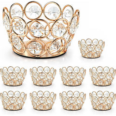 10 Pack Iron Crystal Candle Holders, Bowl-Shaped Decorative Tealight Holders for Table, Wedding, Party & Home Décor