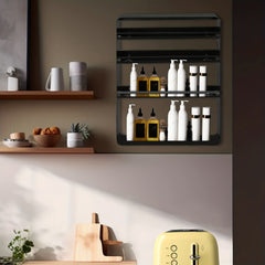 1 Model 2/3/4-Tier Heavy-Duty Carbon Steel Wall Shelf - Space-Saving Adhesive/Screw-Mountable (No Drilling) Multi-Purpose Storage Rack for Kitchen & Bathroom - Heavy Duty Shelving Unit, Easy Assembly, for renter-Friendly, Black/White Options, Utility