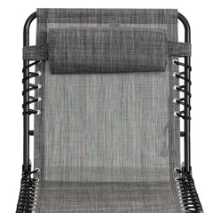 Portable Sun Lounger, Folding Camping Bed with Side Pocket and Pillow for Patio