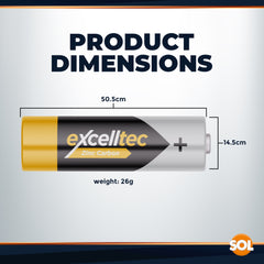 20 Pack Excelltec AA / AAA Batteries | 1.5V Zinc Carbon Dry Cell 1000mAh Battery for Low Drain Devices | Non-Rechargeable Primary Cell Batteries for Remote Controls, Clocks, Flashlights, Alarms, Radios & More | Long Shelf Life Disposable AA AAA Battery Pa