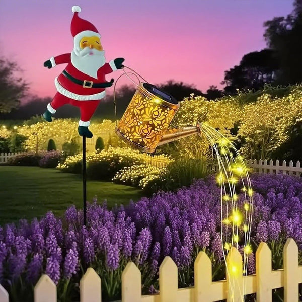Christmas Santa Solar Kettle Lights Garden Lawn Decorative Lights, Garden Lawn Decorative Santa Claus Kettle Ground Lamp, Christmas Solar Kettle Lights Courtyard, Pond, Walkway (A)