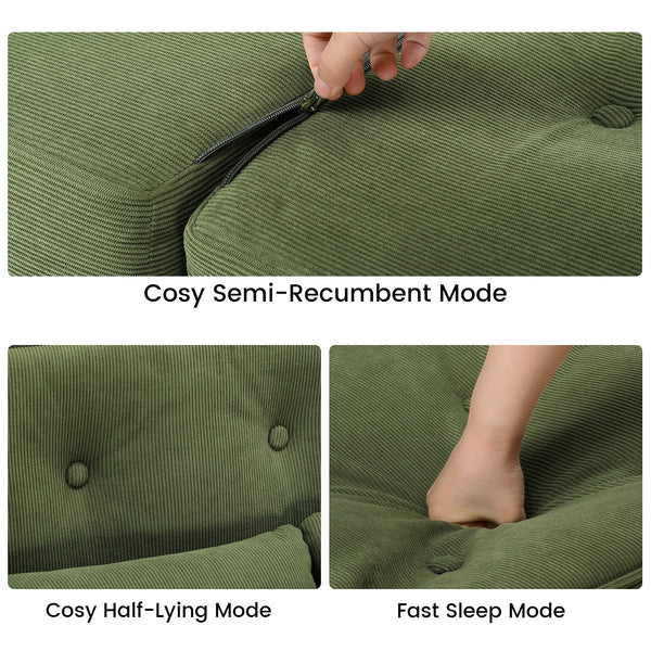 Folding Sofa Bed Adjustable Lazy Tatami Sofa Convertible Floor Couch 5 Levels Adjustable Backrest Lounge Chaise for Living Room Bedroom Guest Room