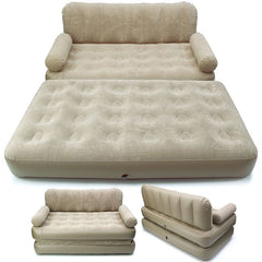 Inflatable Sofa Bed 2-in-1 Flocked Air Mattress Chair Guest Camping Lounge Home