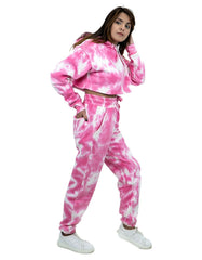 RUFEDGE Women’s Tie Dye Tracksuit Set | Ladies Joggers and Long Sleeve Crop Hoodie | Two-Piece Outfit