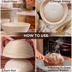 Proofing Basket Round 9.84 Inch, Natural Rattan Bread Proofing Basket with Cloth Liners, Proofing Bread Basket, Bread Making Accessories
