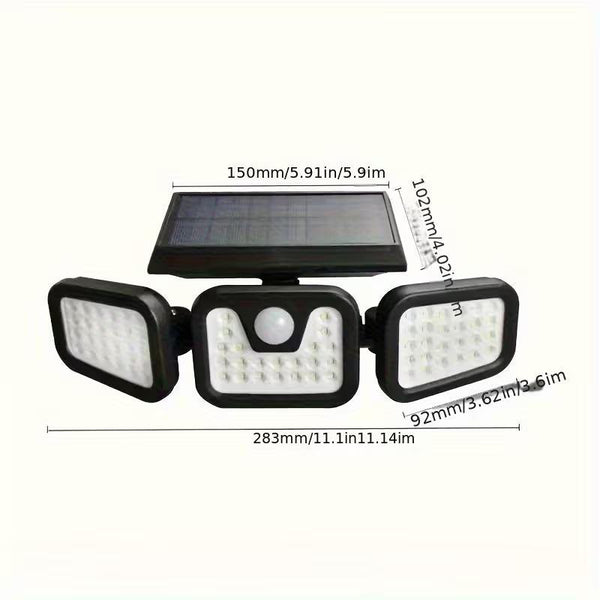 74 LED Solar Wall Light; Human Motion Sensor Solar Light; Outdoor Wall Lamp with 3-Level Brightness Adjustment; Suitable for Gates, Yards, Garages, and Pathways; Solar Powered; 270° Wide-Angle Illumination.