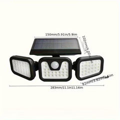 74 LED Solar Wall Light; Human Motion Sensor Solar Light; Outdoor Wall Lamp with 3-Level Brightness Adjustment; Suitable for Gates, Yards, Garages, and Pathways; Solar Powered; 270° Wide-Angle Illumination.