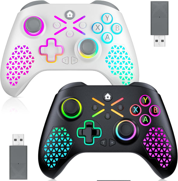 FOIRCEADAL 2 Pack Wird Controller for Pc/Xbox-One/X/S [Need Windows Upgrade Built Adaptive Gaming Turbo/Vibration/Gyro/Wake-Up Function 3.5 Mm Audio